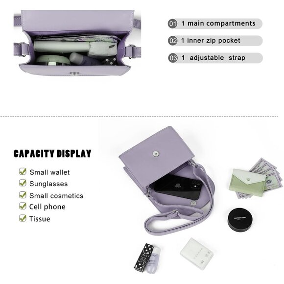 Small Purple Cat Crossbody Purse for Girls – Ideal Daily Essentials Storage - Picture 5 of 6